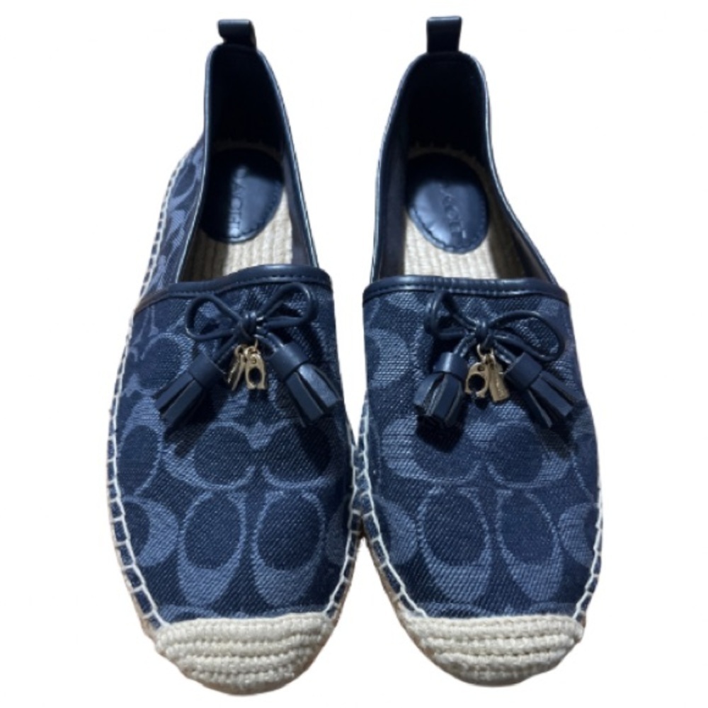 Coach Carson Blue Signature Denim Espadrilles, Size 8.5, NWOT